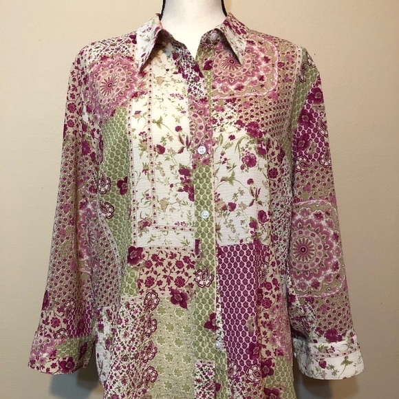 3/$25 Sale🎈Emma James floral vintage button down shirt , size 16 - Picture 2 of 8